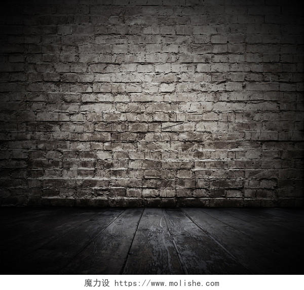 昏暗砖墙墙面木地板墙面背景